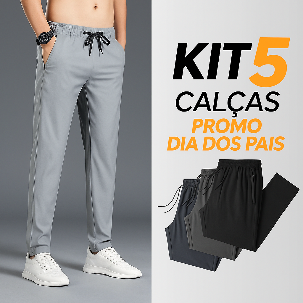 [KIT 5 CALÇAS] - Calça Masculina em Seda Gelo e Poliéster