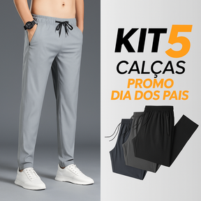 [KIT 5 CALÇAS] - Calça Masculina em Seda Gelo e Poliéster