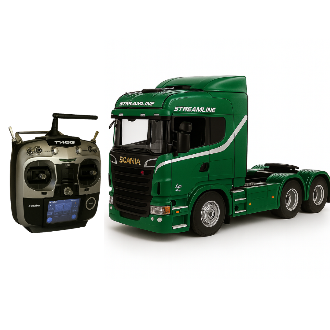 [Oferta de Dia dos Pais] Miniatura Realista de Controle Remoto Caminhão Scania S540 6X4 + Carreta de Brinde (QUEIMA DE ESTOQUE)