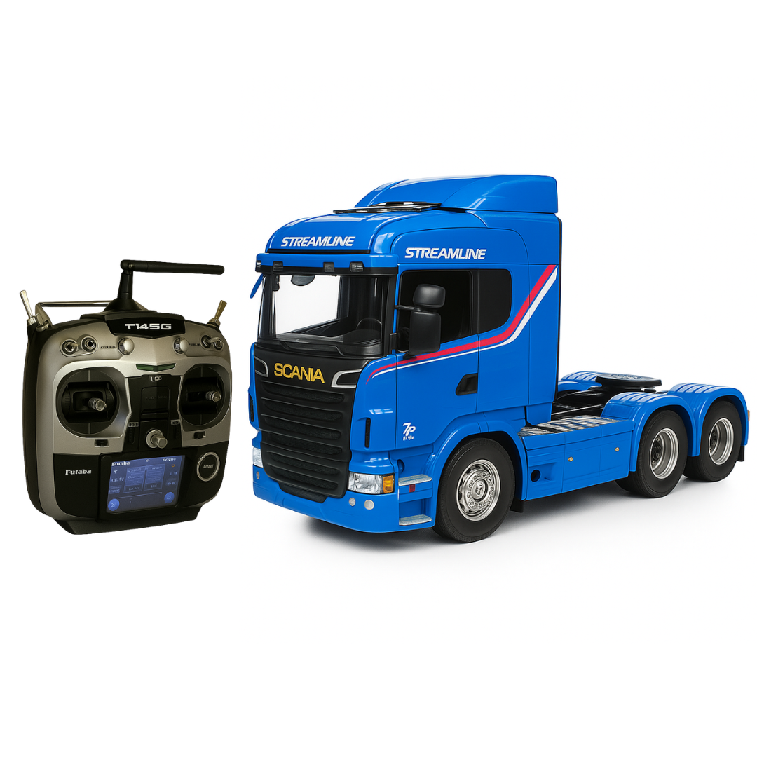 [Oferta de Dia dos Pais] Miniatura Realista de Controle Remoto Caminhão Scania S540 6X4 + Carreta de Brinde (QUEIMA DE ESTOQUE)