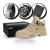 [Oferta de Dia dos Pais] Kit Bota Militar Warrior Masculina de Couro Legitimo + 3 BRINDES: Cinto, Relógio e Carteira