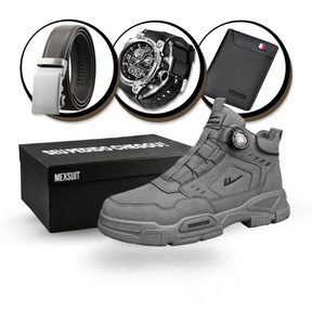 [Oferta de Dia dos Pais] Kit Bota Militar Warrior Masculina de Couro Legitimo + 3 BRINDES: Cinto, Relógio e Carteira