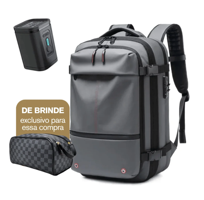 A Mochila de Viagem com Cadeado e Compressão a Vácuo Essence Trip | + Brinde Necessaire