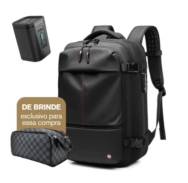 A Mochila de Viagem com Cadeado e Compressão a Vácuo Essence Trip | + Brinde Necessaire