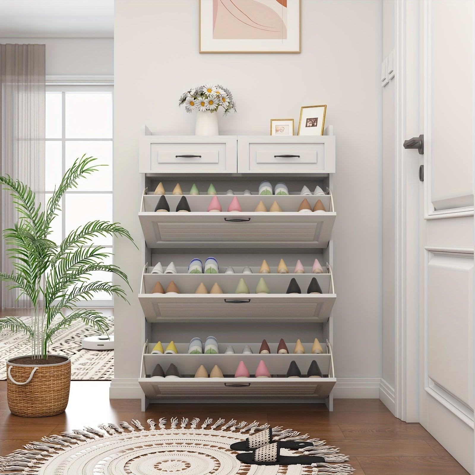 Armário de Sapatos com 3 Portas e 2 Gavetas